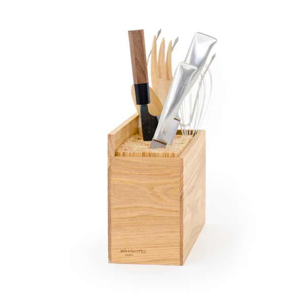 knife & utensils block - oak