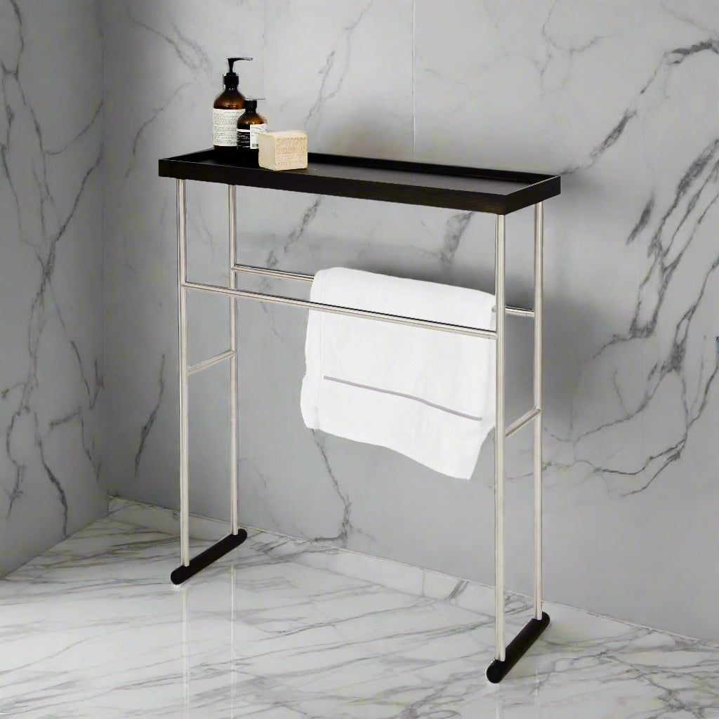 'Yoku' caddy towel rail dark oak