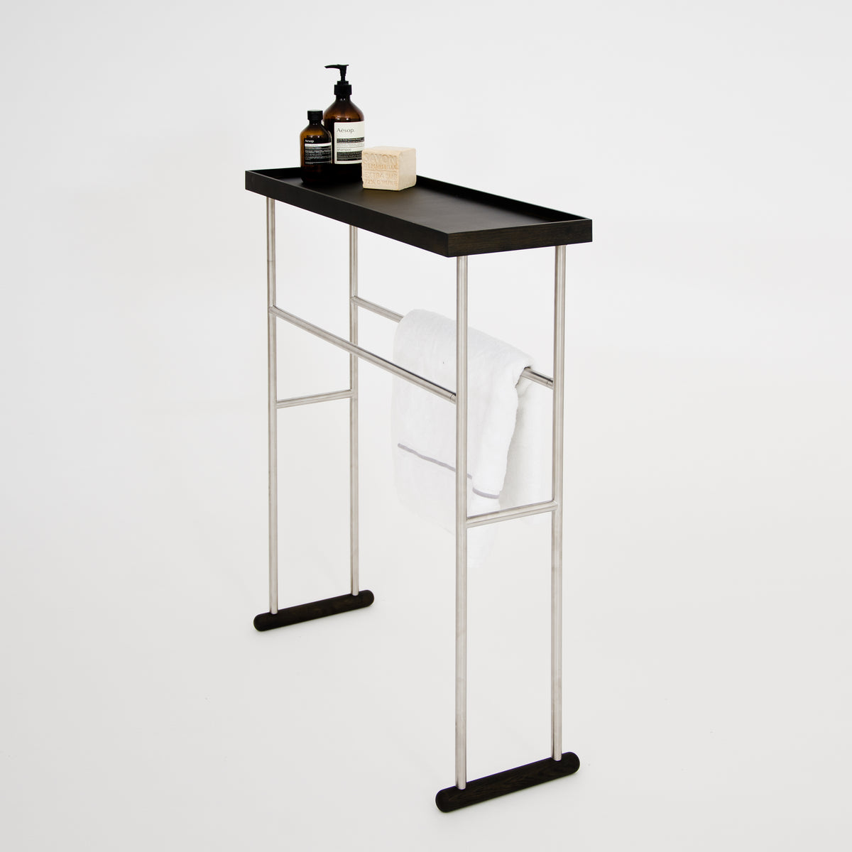 'Yoku' caddy towel rail dark oak