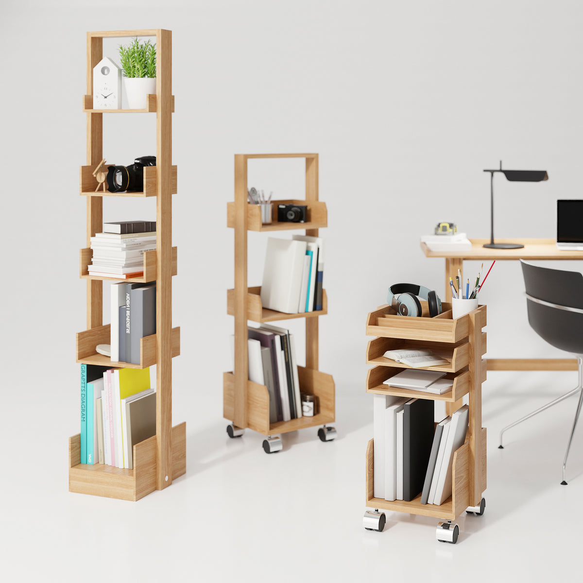 shelf storage bookie - oak