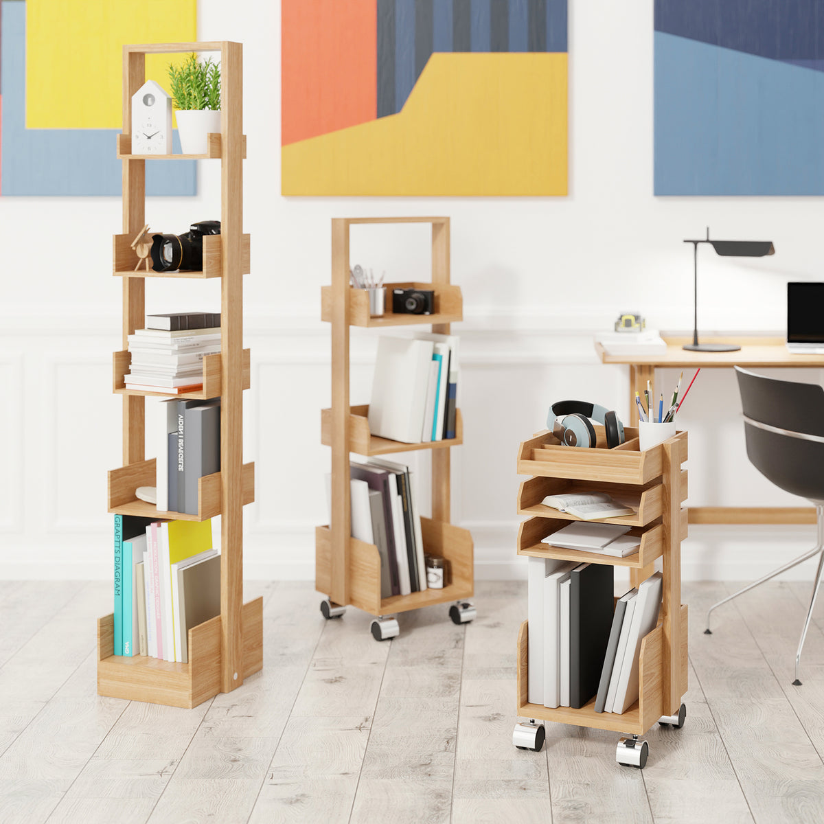 shelf storage bookie - oak