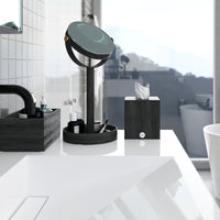 magnify mirror close up - dark oak