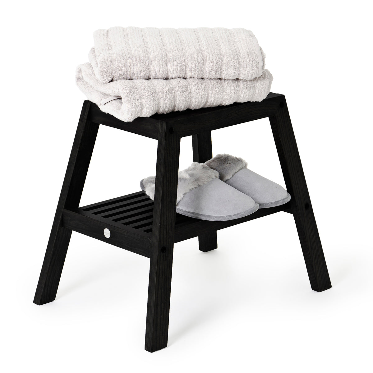 slatted stool - dark oak