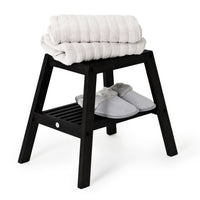 slatted stool - dark oak