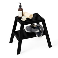 slatted stool - dark oak