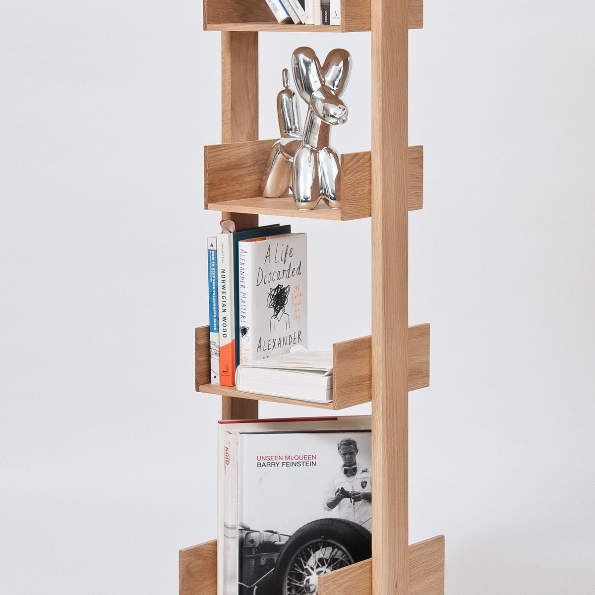 shelf storage bookie - oak