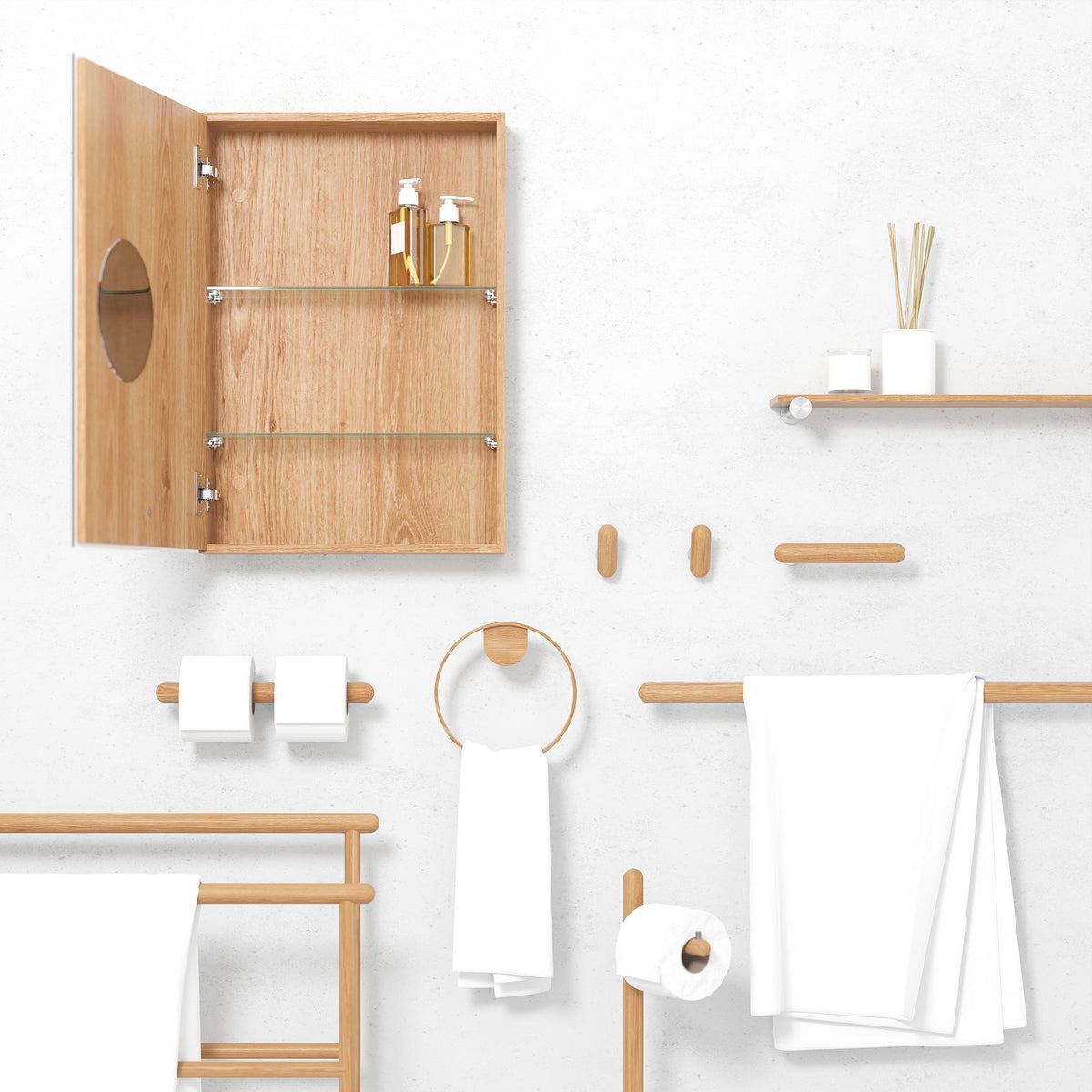 toilet roll holder double yoku - oak