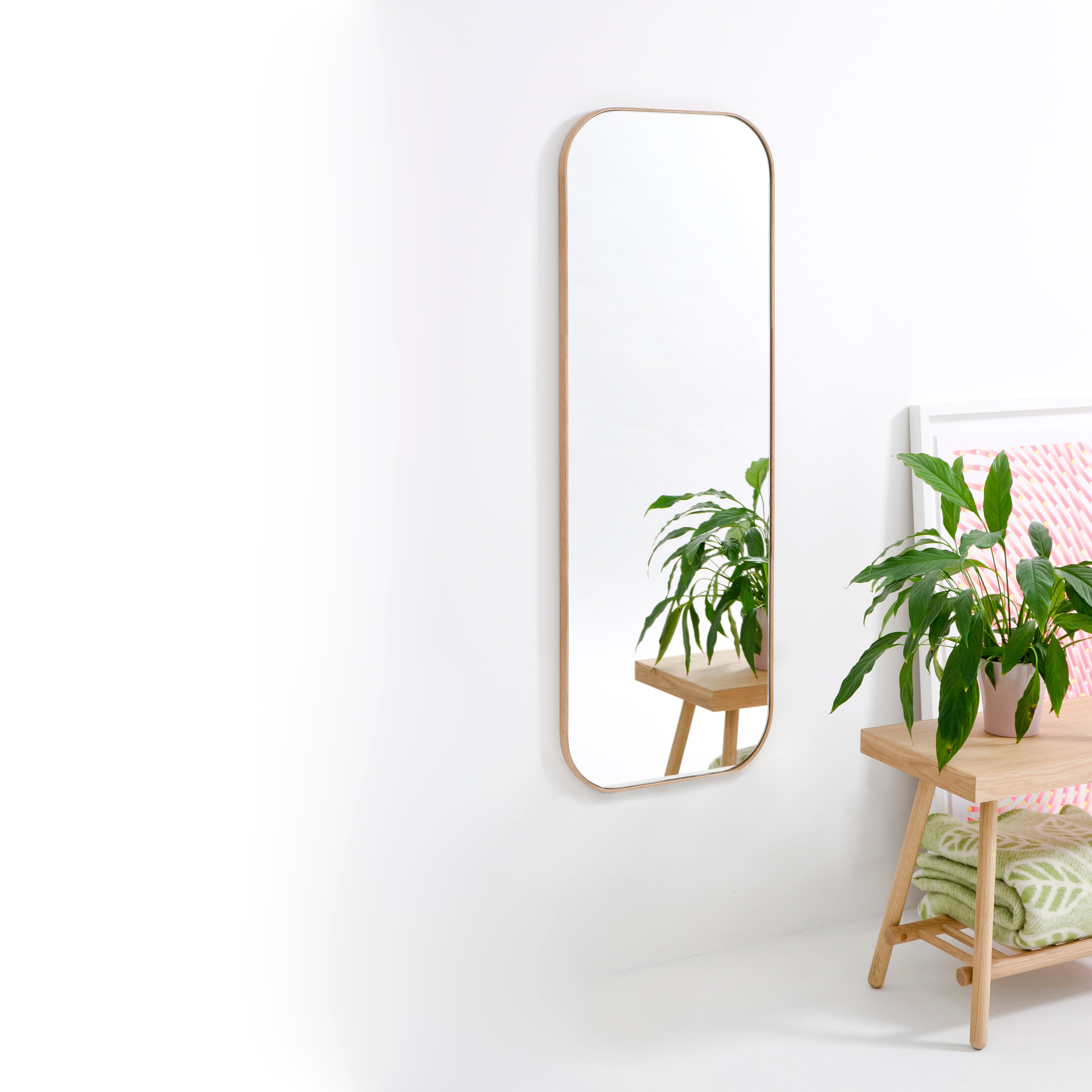 新品未使用】WALL MIRROR RO-017〈OAK〉SAC WORKS wall mirror gaze