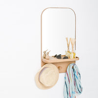wall mirror silent butler - oak