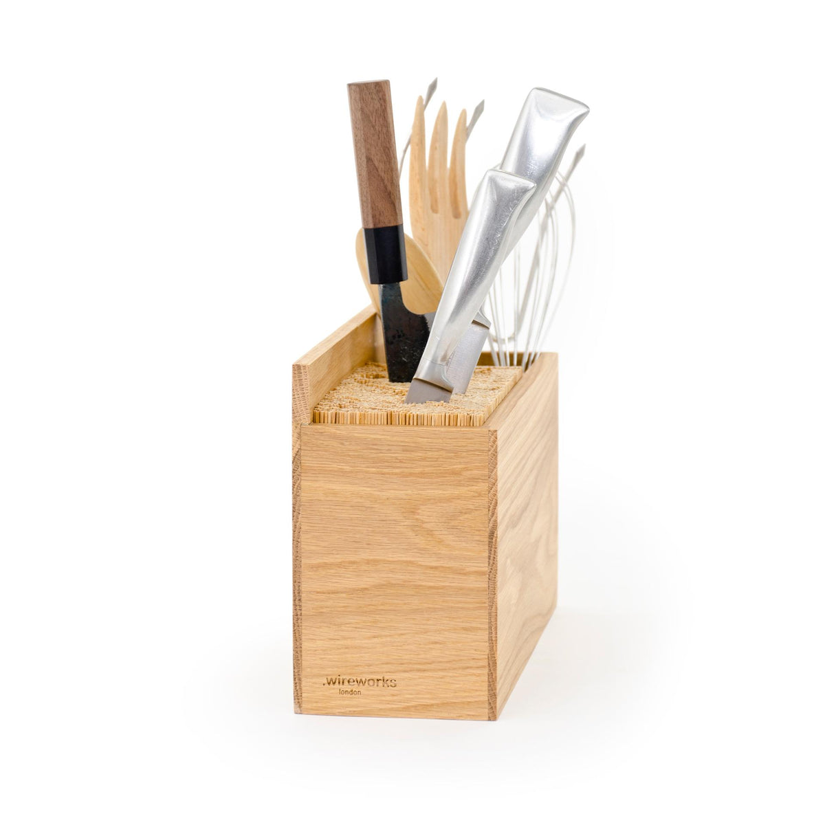 knife & utensils block - oak