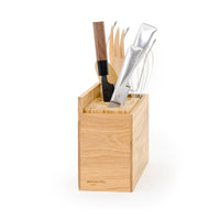 knife & utensils block - oak
