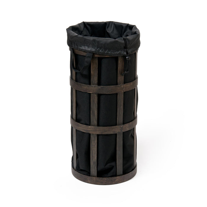 laundry basket cage - dark oak / black