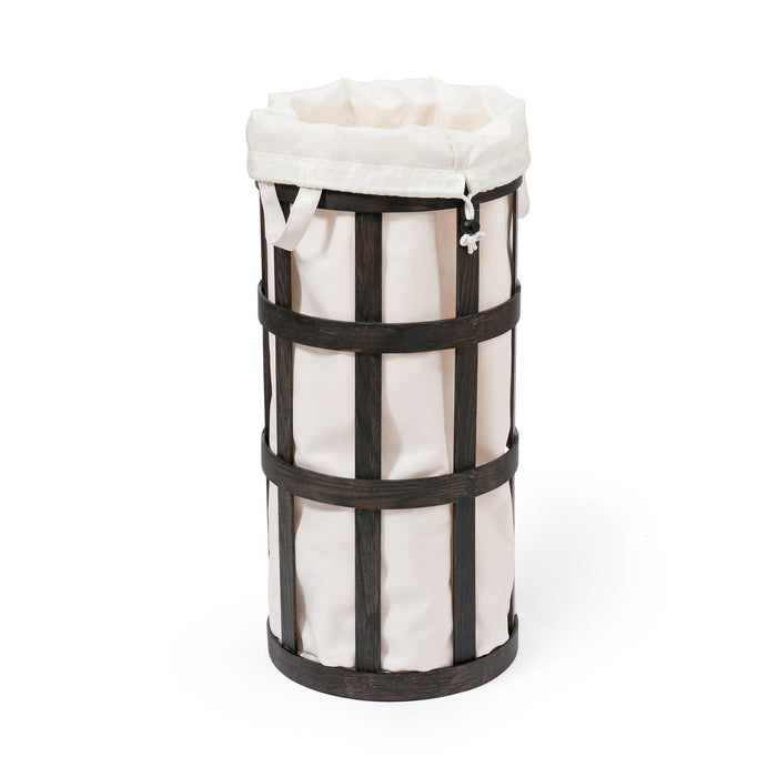 laundry basket cage - dark oak / white