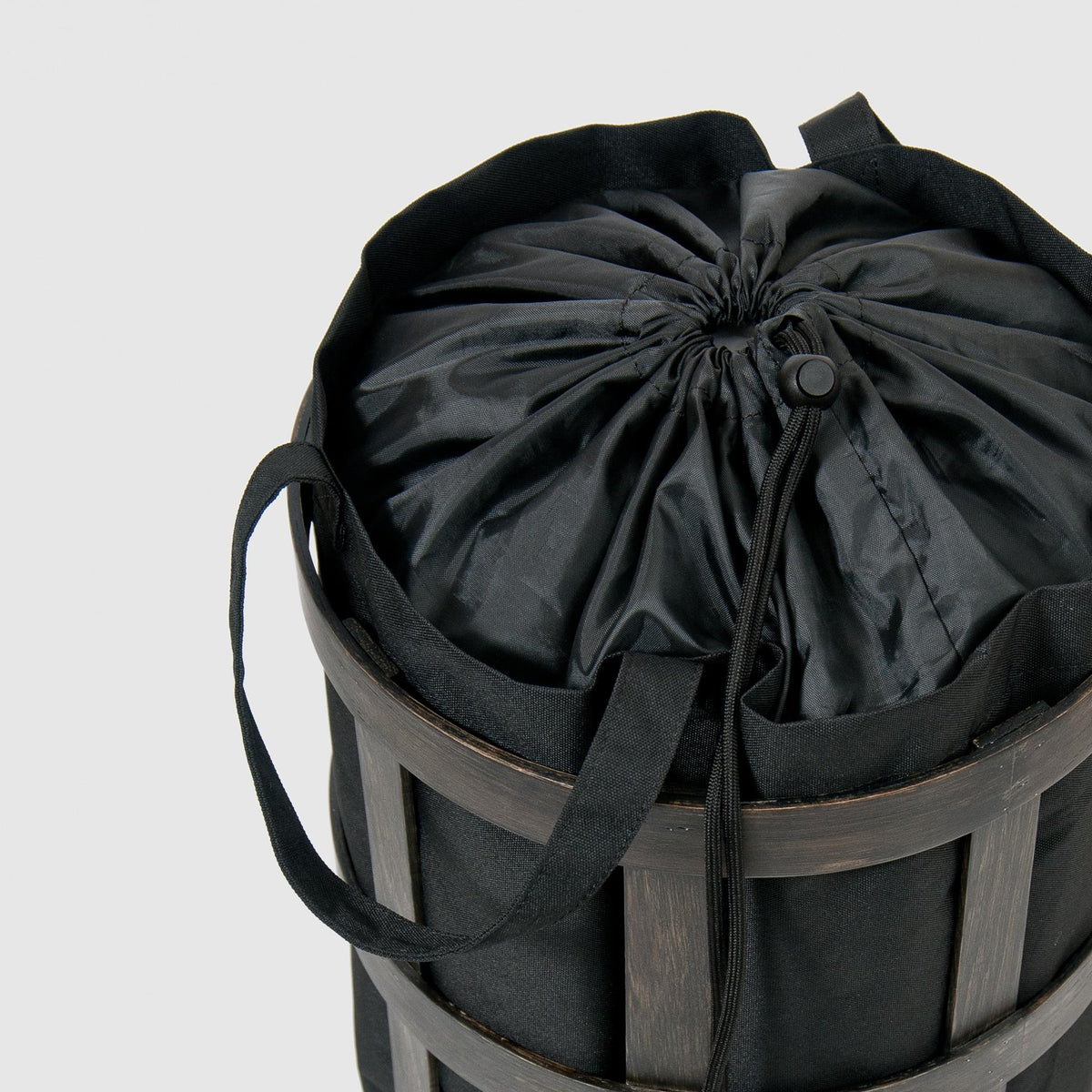 laundry basket cage - dark oak / black