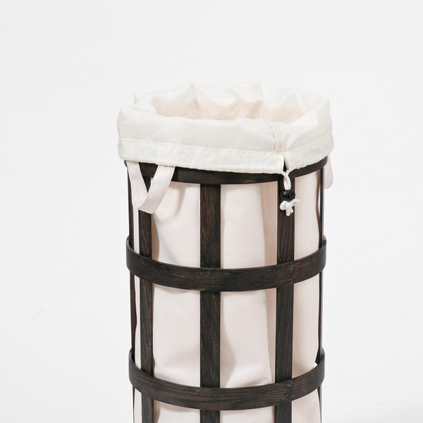 laundry basket cage - dark oak / white