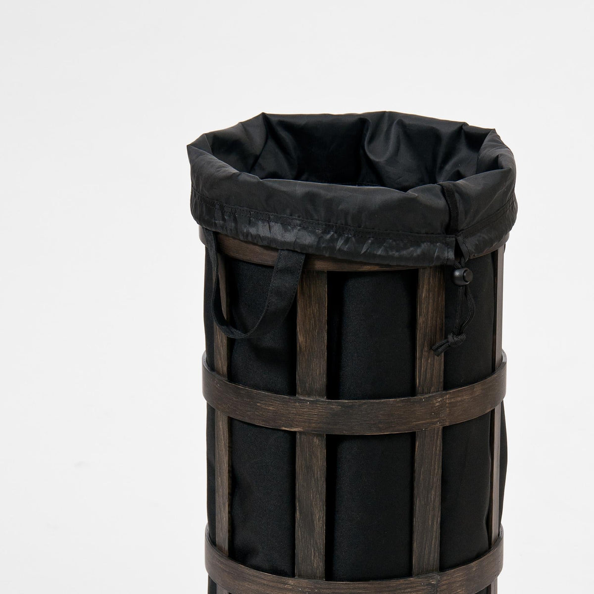 laundry basket cage - dark oak / black