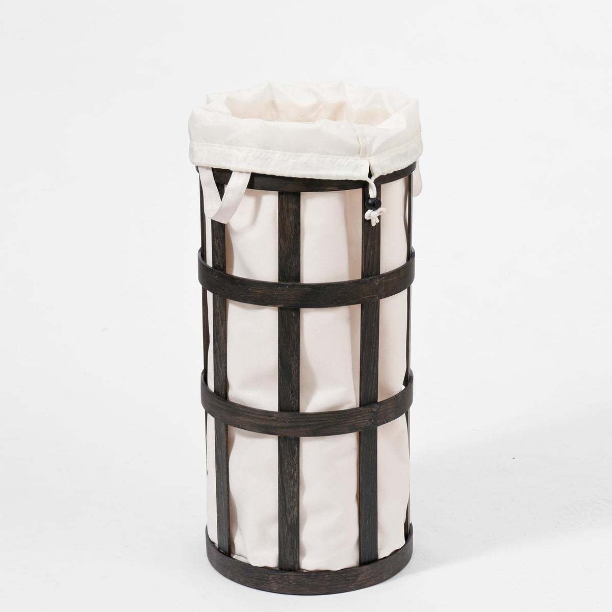 laundry basket cage - dark oak / white