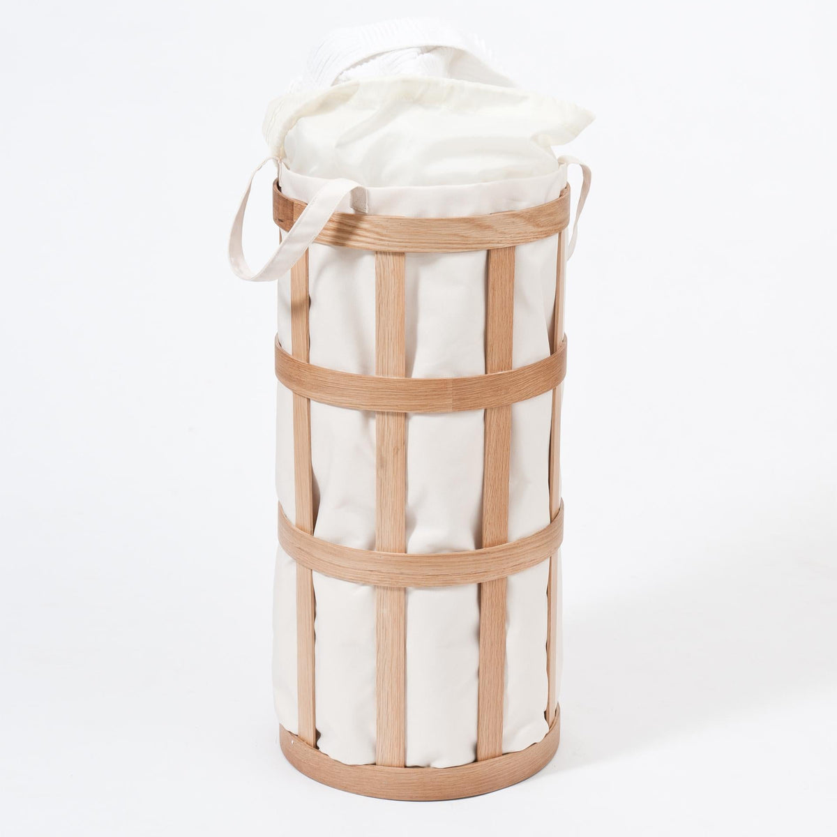 laundry basket cage - oak / white