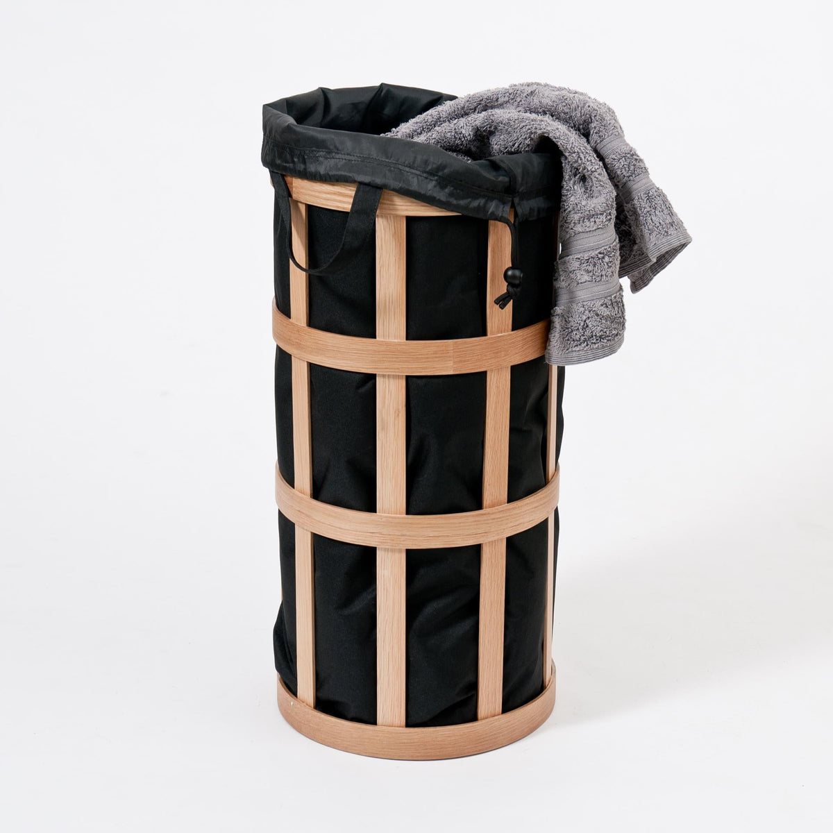 laundry basket cage  - oak / black