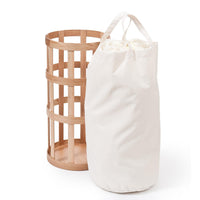 laundry basket cage - oak / white