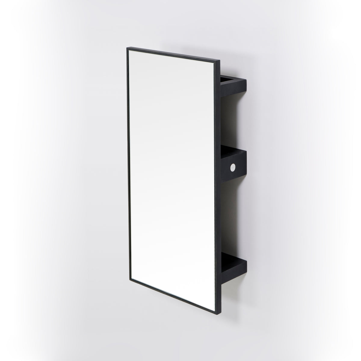 wall mirror 3 tray slimline - dark oak