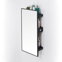 wall mirror 3 tray slimline - dark oak
