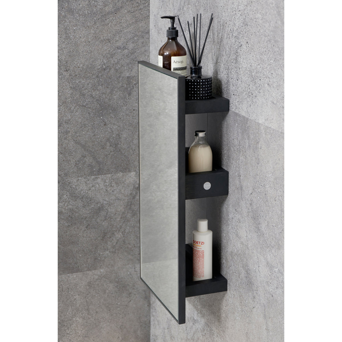 wall mirror 3 tray slimline - dark oak