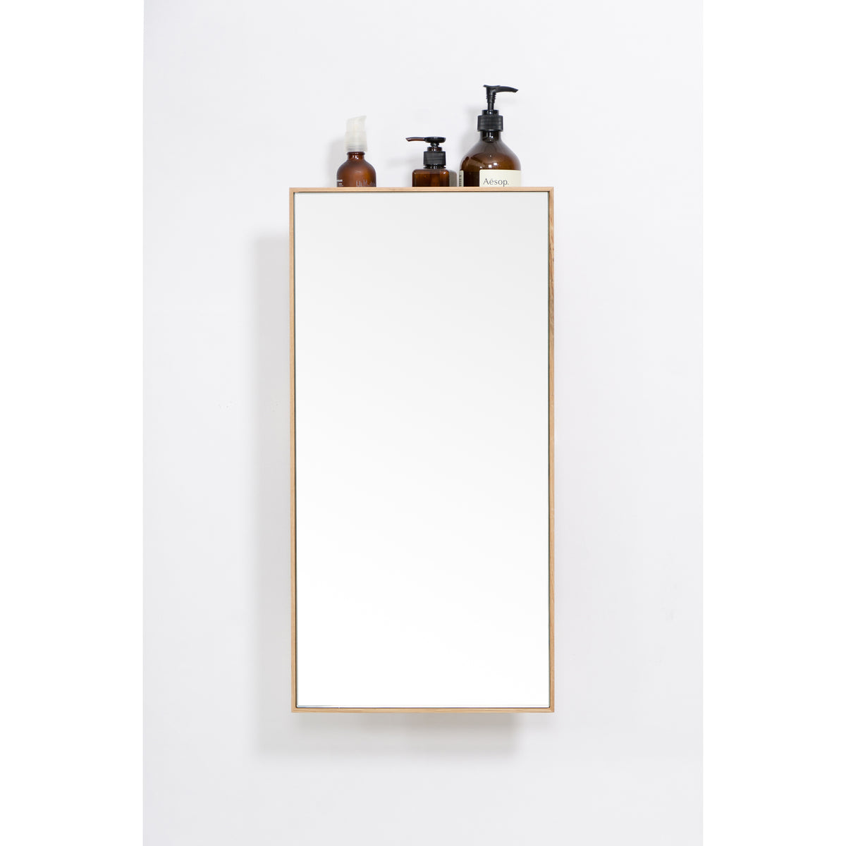 wall mirror 3 tray slimline - oak