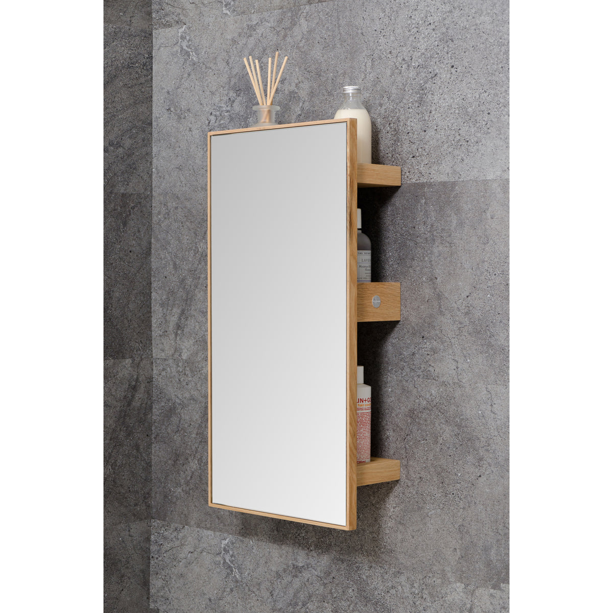 wall mirror 3 tray slimline - oak