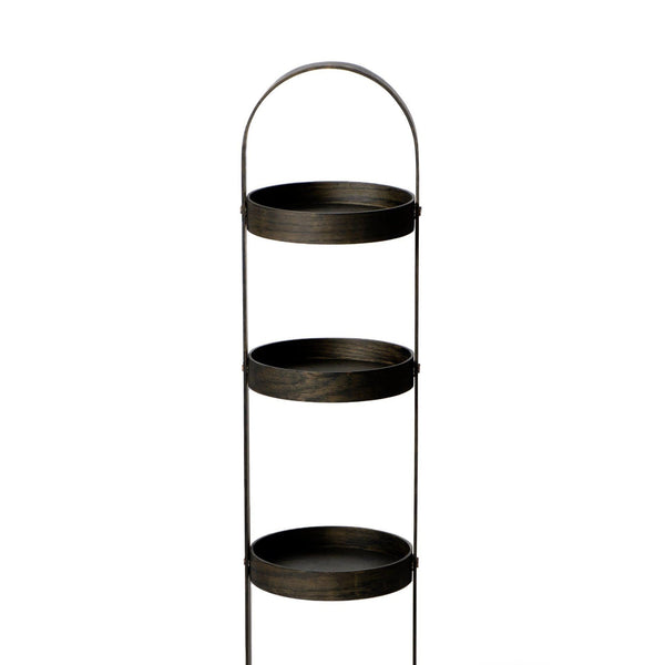 round caddy 4 tray - dark oak