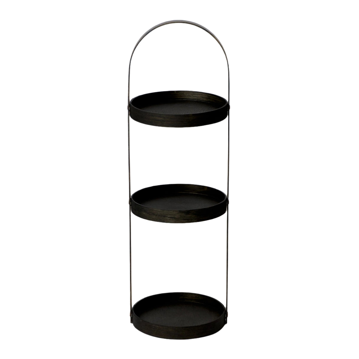 round caddy 3 tray - dark oak