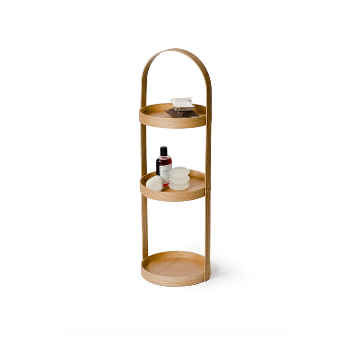 round caddy 3 tray - oak