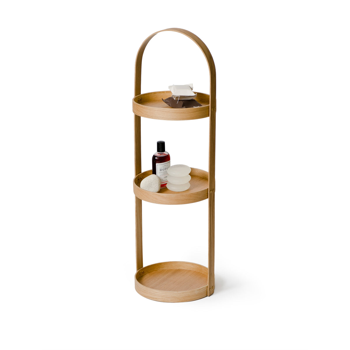 round caddy 3 tray - oak