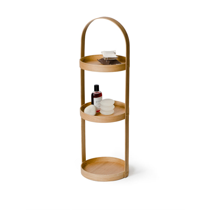 round caddy 3 tray - oak
