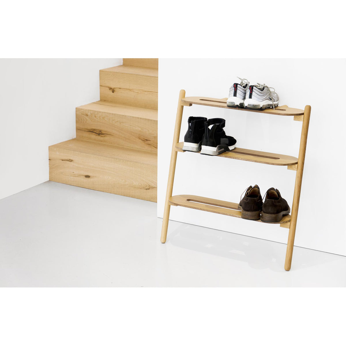 shoe rack heel bar - oak
