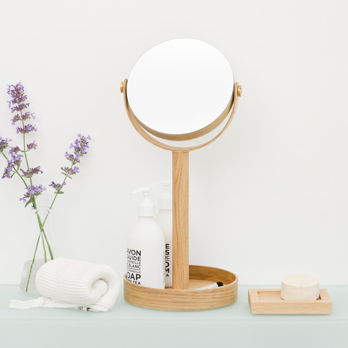 magnify mirror close up - oak
