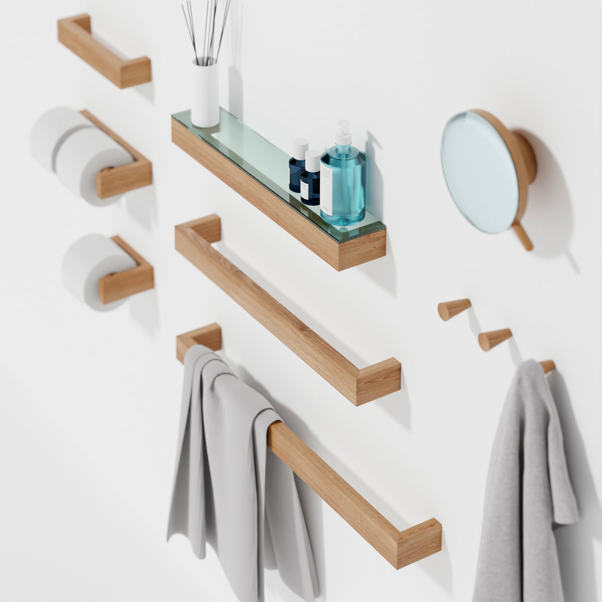 wall magnify mirror slimline - oak