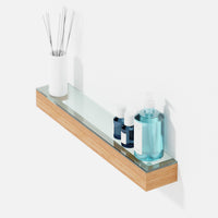 Glass shelf with bamboo