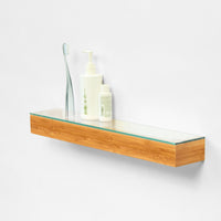 Glass shelf with bamboo