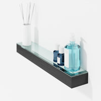 Glass shelf 'Slimline' dark oak