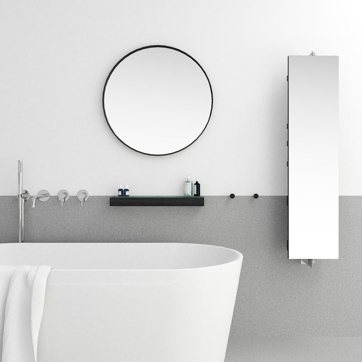 Glass shelf 'Slimline' dark oak