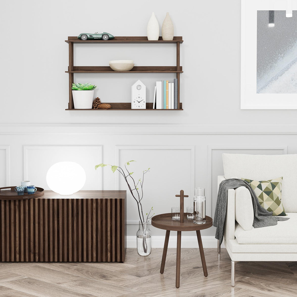 wall shelf platform 3 - walnut